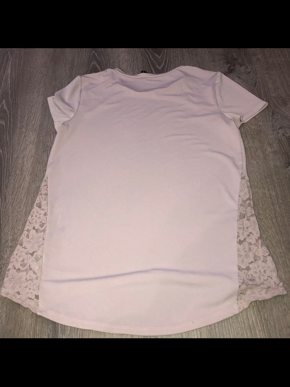 Express Light Pink Short Sleeve Tee with Lace Side Panels